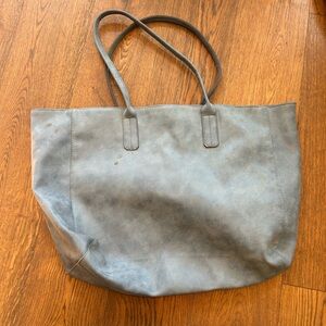 Saks Fifth Avenue Suede Grey Oversized Tote Bag